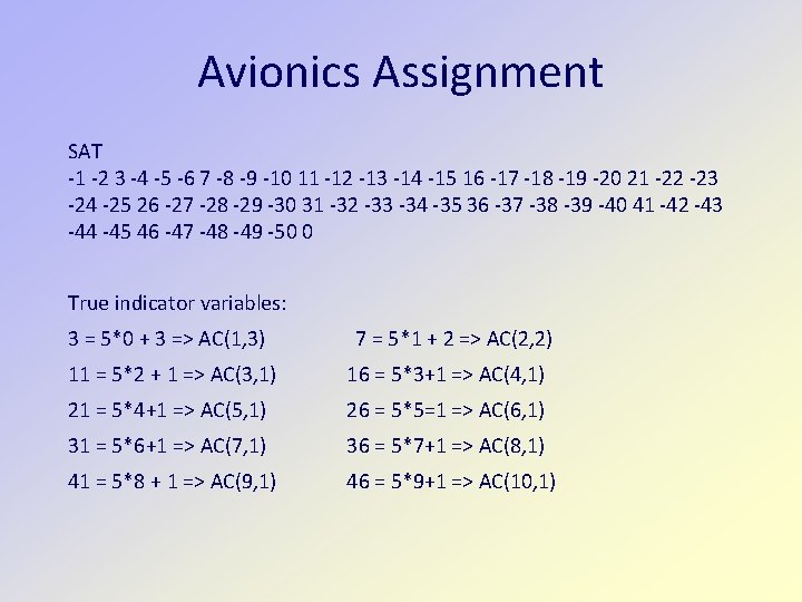 Avionics Assignment SAT -1 -2 3 -4 -5 -6 7 -8 -9 -10 11 Avionics Assignment SAT -1 -2 3 -4 -5 -6 7 -8 -9 -10 11