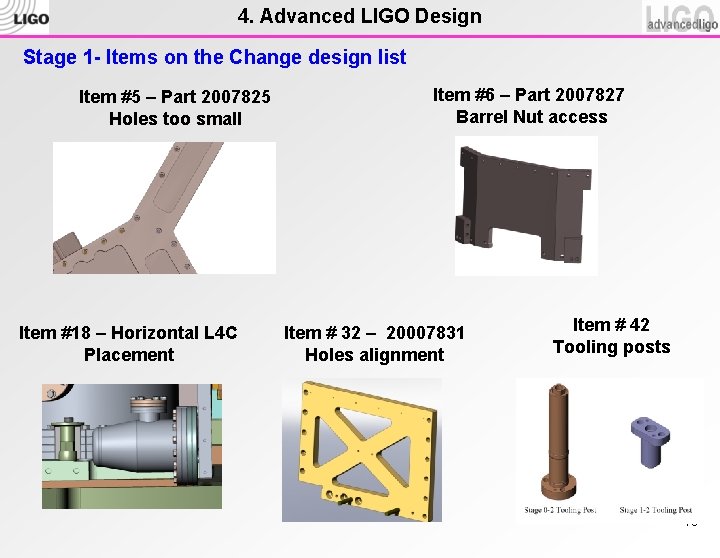 4. Advanced LIGO Design Stage 1 - Items on the Change design list Item