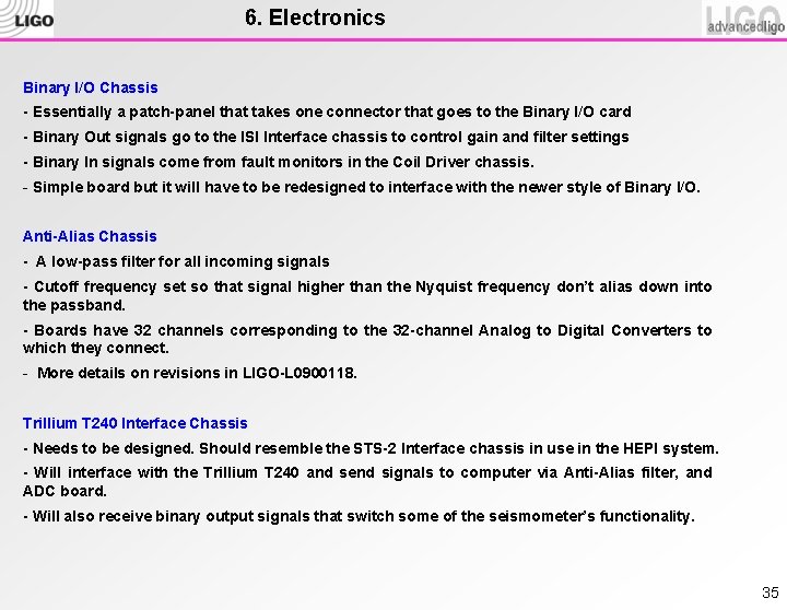 6. Electronics Binary I/O Chassis - Essentially a patch-panel that takes one connector that