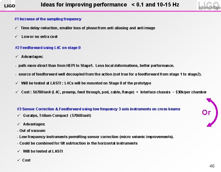 Ideas for improving performance < 0. 1 and 10 -15 Hz #1 Increase of