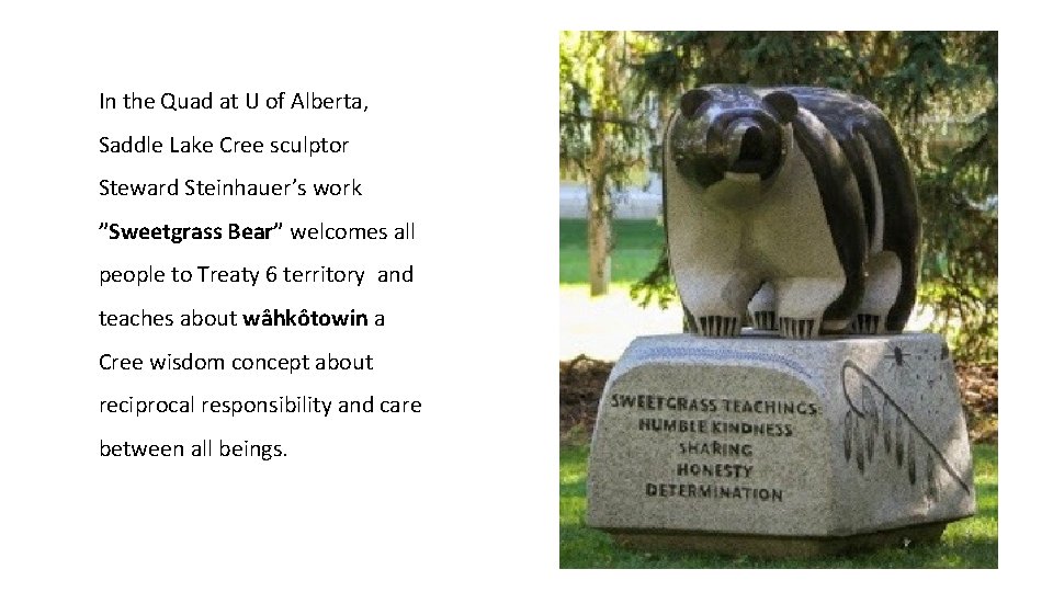 In the Quad at U of Alberta, Saddle Lake Cree sculptor Steward Steinhauer’s work