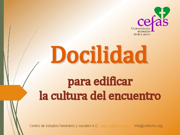 Docilidad para edificar la cultura del encuentro Centro de estudios familiares y sociales A.