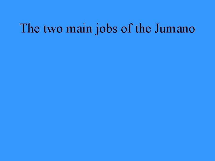 The two main jobs of the Jumano 