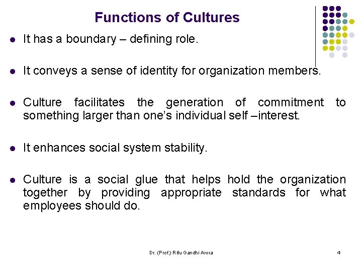 Functions of Cultures l It has a boundary – defining role. l It conveys Functions of Cultures l It has a boundary – defining role. l It conveys