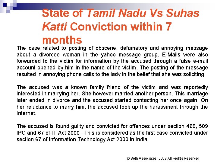 State of Tamil Nadu Vs Suhas Katti Conviction within 7 months The case related State of Tamil Nadu Vs Suhas Katti Conviction within 7 months The case related
