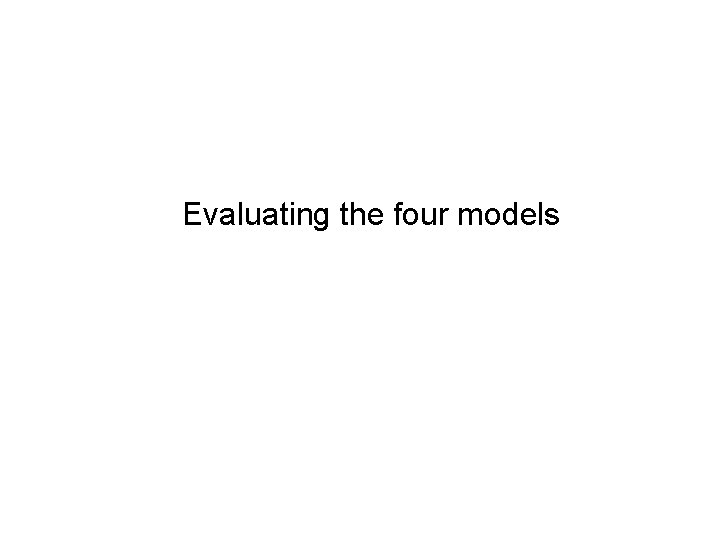 Evaluating the four models 