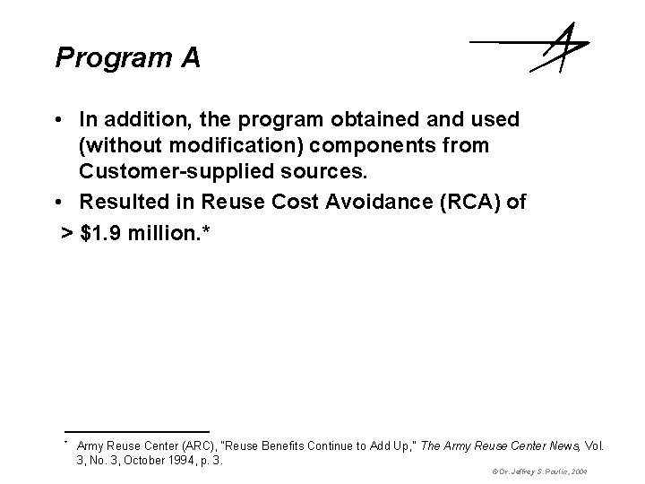 Program A • In addition, the program obtained and used (without modification) components from