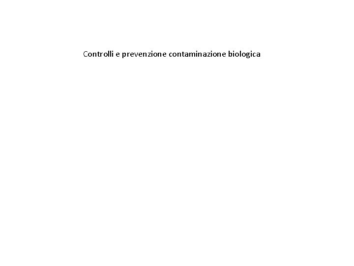 Controlli e prevenzione contaminazione biologica 