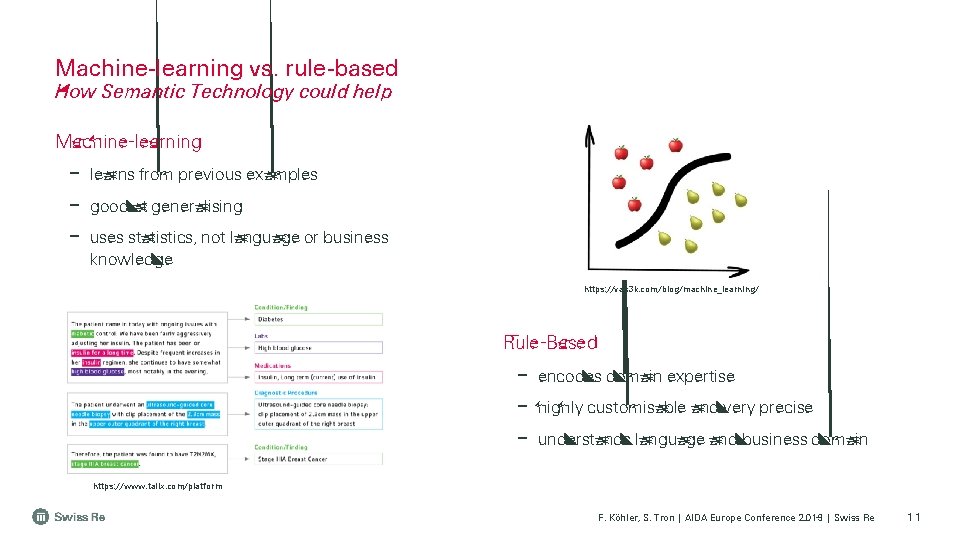 Machine-learning vs. rule-based How Semantic Technology could help Machine-learning – learns from previous examples