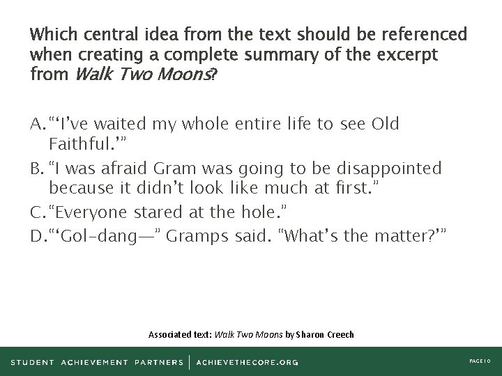 Which central idea from the text should be referenced when creating a complete summary