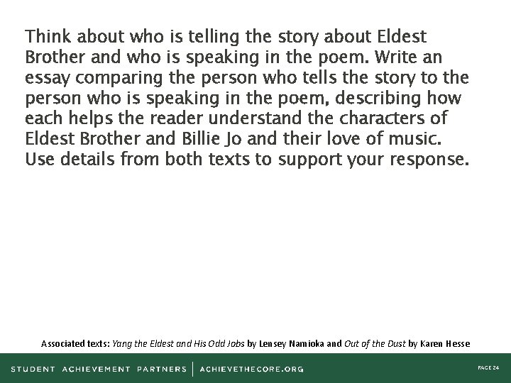 Think about who is telling the story about Eldest Brother and who is speaking