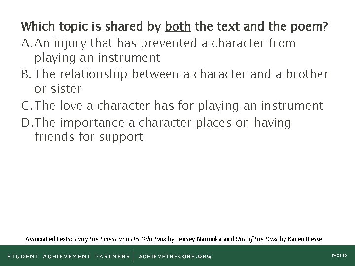 Which topic is shared by both the text and the poem? A. An injury