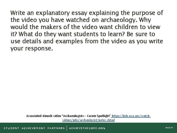 Write an explanatory essay explaining the purpose of the video you have watched on