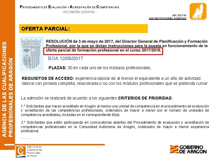 PROCEDIMIENTO DE EVALUACIÓN Y ACREDITACIÓN DE COMPETENCIAS. - REUNIÓN GRUPAL SSC 2017 -03 ASS