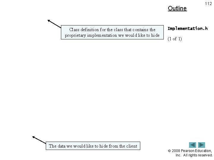 Outline Class definition for the class that contains the proprietary implementation we would like