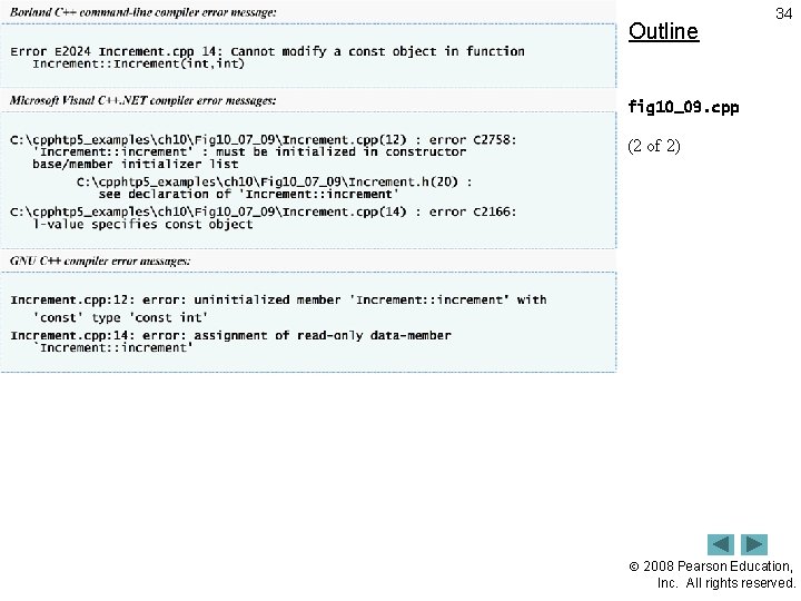 Outline 34 fig 10_09. cpp (2 of 2) 2008 Pearson Education, Inc. All rights