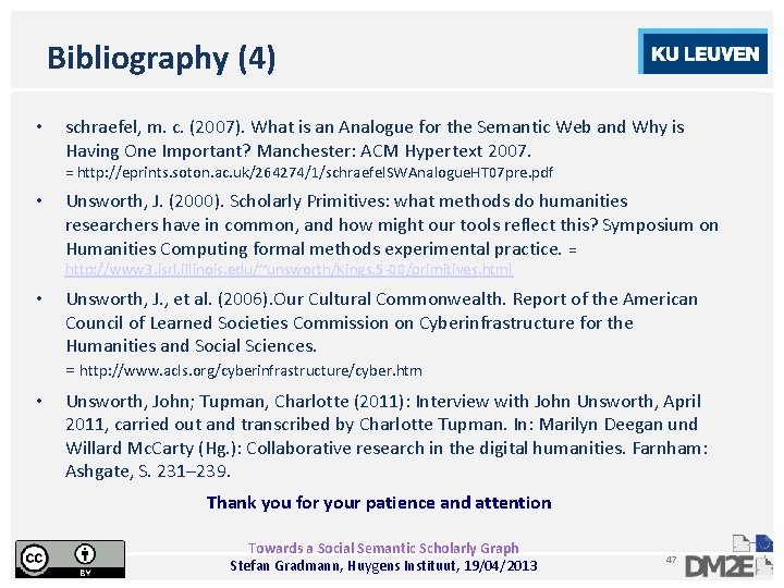 Bibliography (4) • schraefel, m. c. (2007). What is an Analogue for the Semantic
