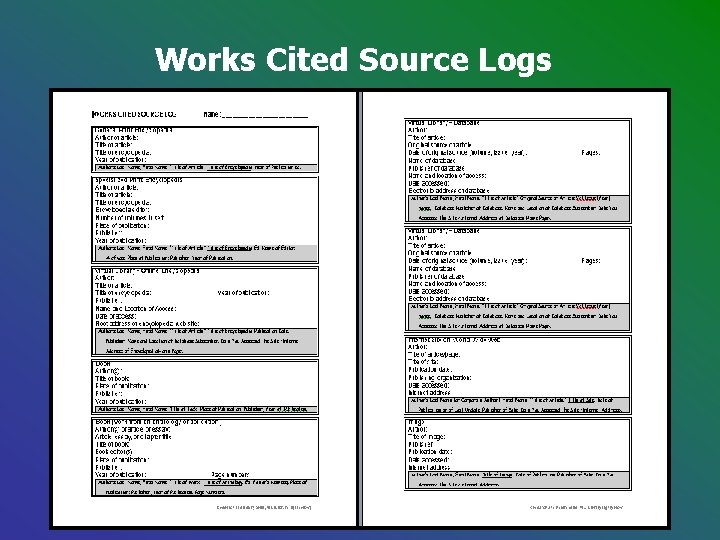 Works Cited Source Logs Works Cited Source Logs