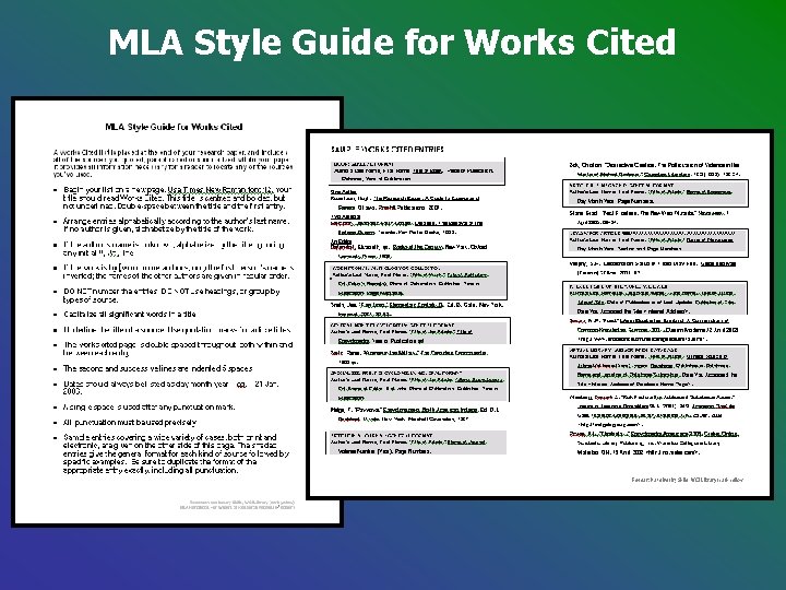 MLA Style Guide for Works Cited MLA Style Guide for Works Cited