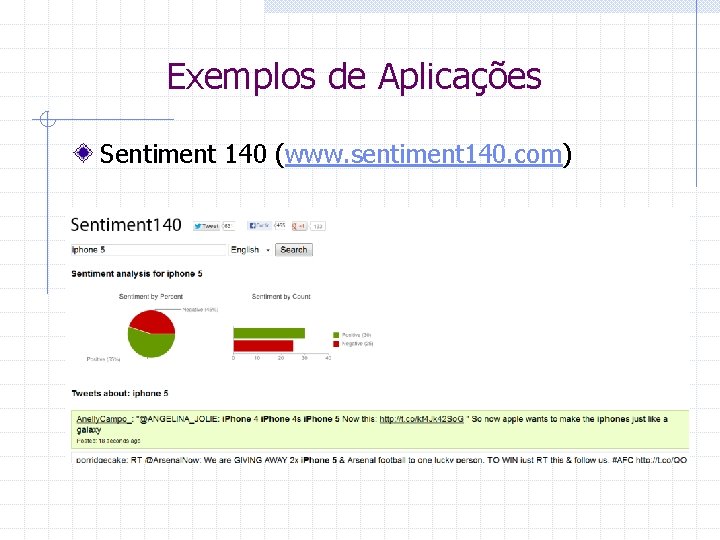 Exemplos de Aplicações Sentiment 140 (www. sentiment 140. com) 