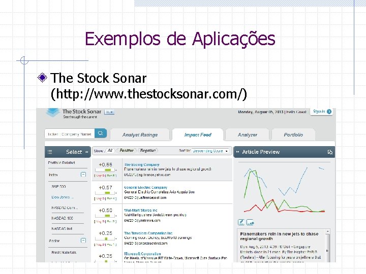 Exemplos de Aplicações The Stock Sonar (http: //www. thestocksonar. com/) 