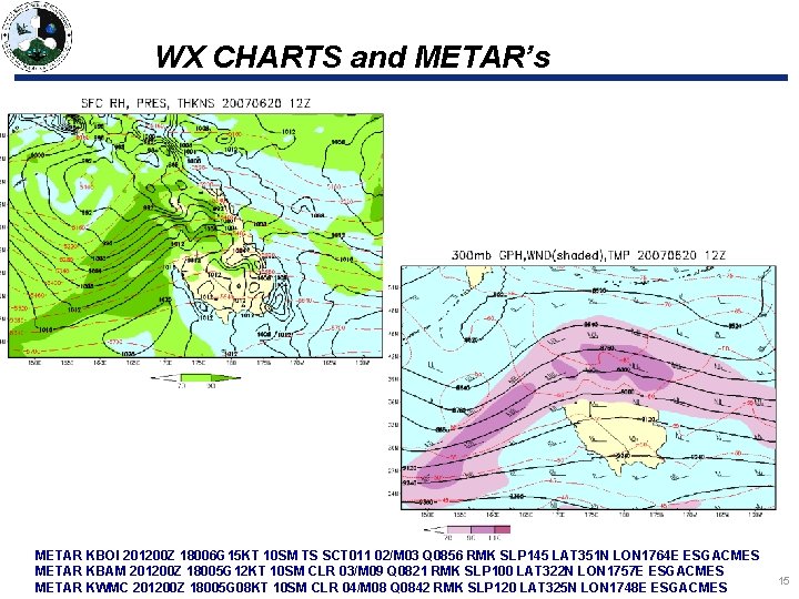 WX CHARTS and METAR’s METAR KBOI 201200 Z 18006 G 15 KT 10 SM WX CHARTS and METAR’s METAR KBOI 201200 Z 18006 G 15 KT 10 SM
