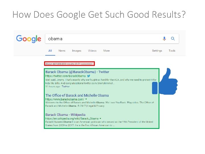 How Does Google Get Such Good Results? obama 