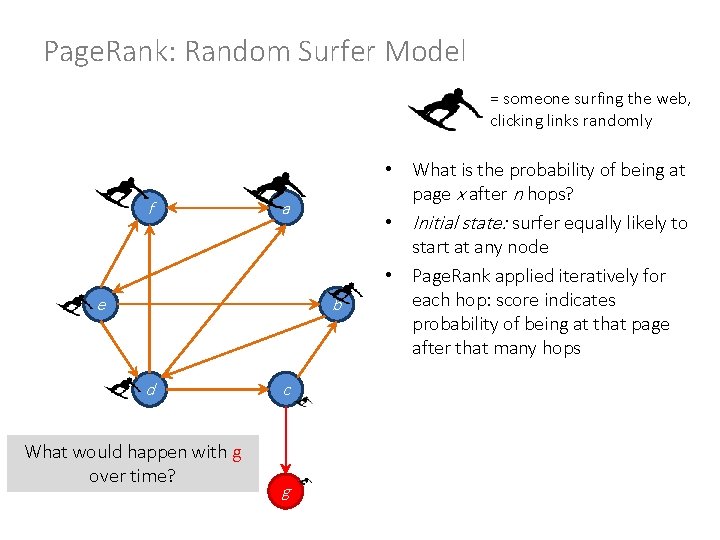 Page. Rank: Random Surfer Model = someone surfing the web, clicking links randomly f Page. Rank: Random Surfer Model = someone surfing the web, clicking links randomly f