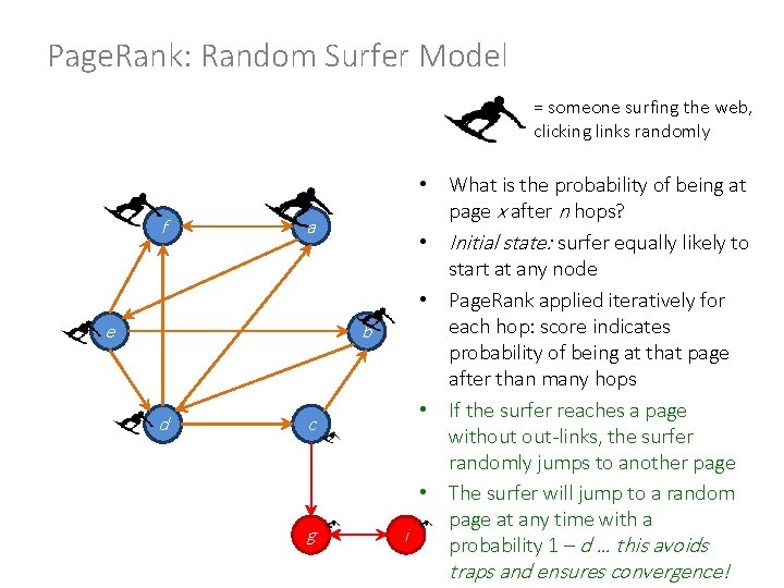 Page. Rank: Random Surfer Model = someone surfing the web, clicking links randomly f
