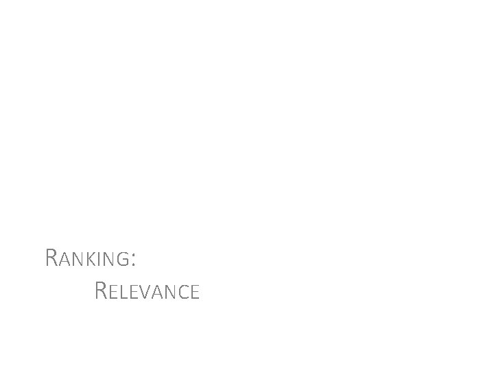 RANKING: RELEVANCE 