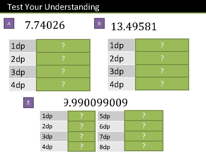 Test Your Understanding A B 1 dp 2 dp 3 dp 4 dp 7.