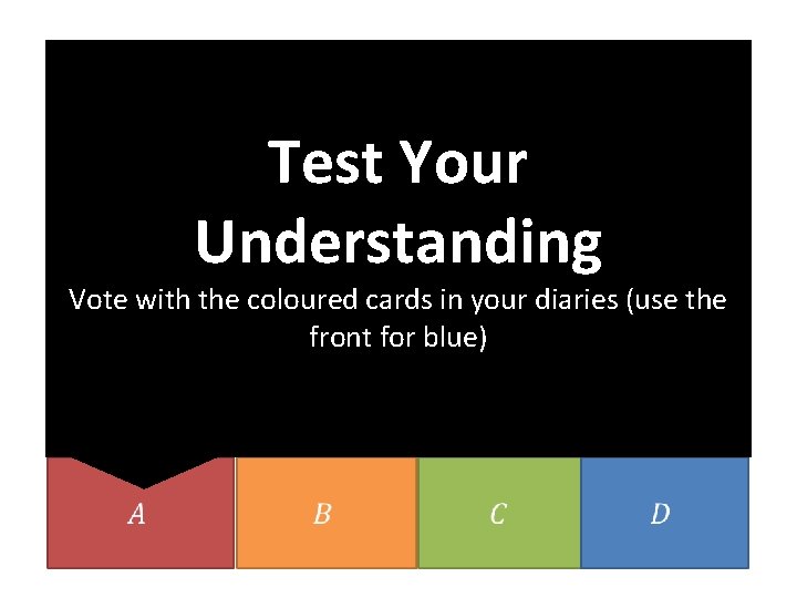 Test Your Understanding Vote with the coloured cards in your diaries (use the front