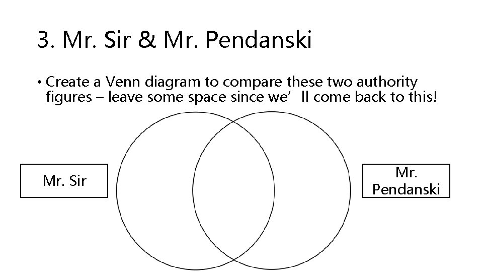 3. Mr. Sir & Mr. Pendanski • Create a Venn diagram to compare these