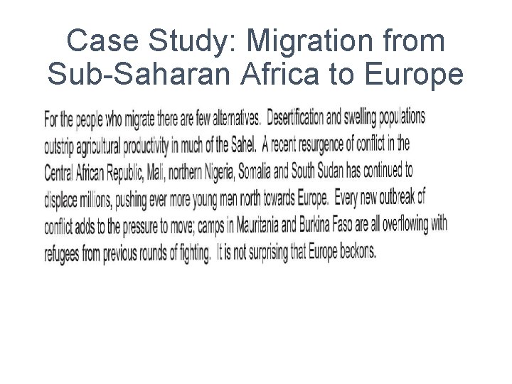 Case Study: Migration from Sub-Saharan Africa to Europe 