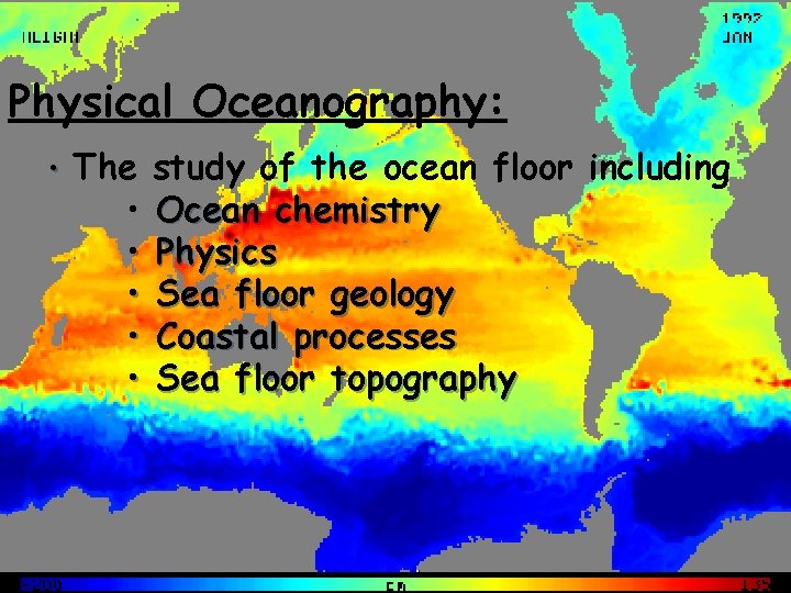Physical Oceanography: • The study of the ocean floor including • • • Ocean