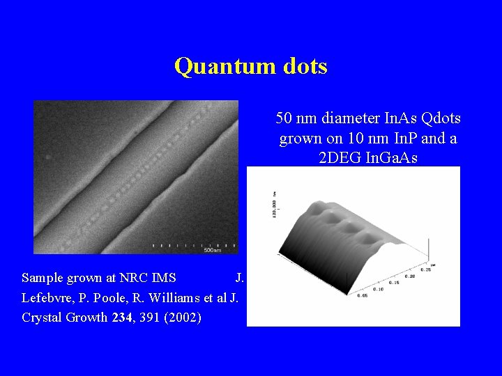 Quantum dots 50 nm diameter In. As Qdots grown on 10 nm In. P