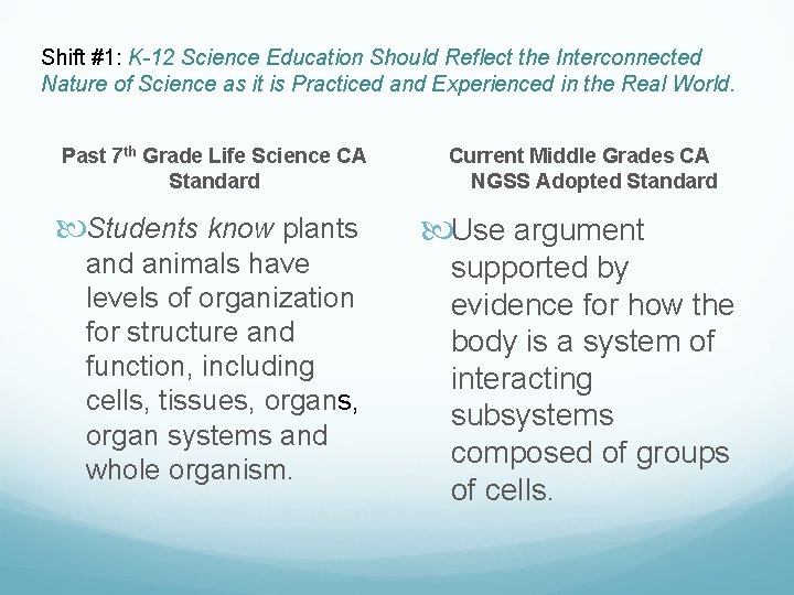 Shift #1: K-12 Science Education Should Reflect the Interconnected Nature of Science as it