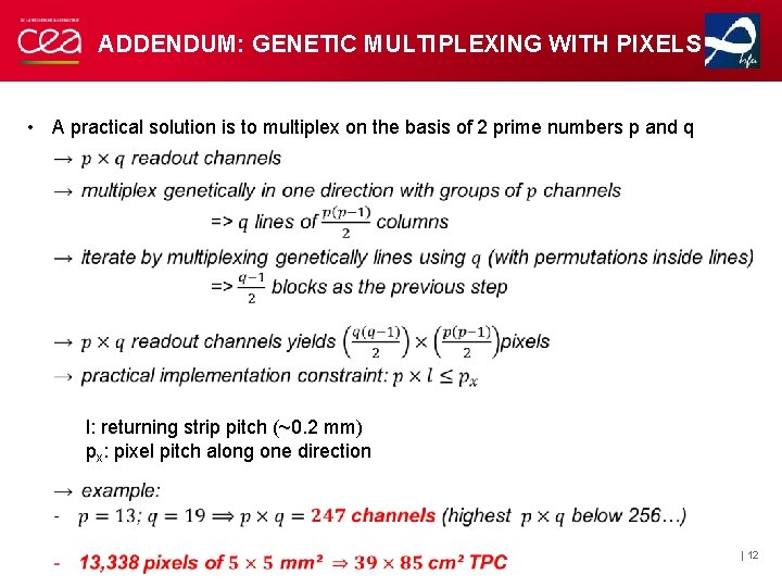 ADDENDUM: GENETIC MULTIPLEXING WITH PIXELS • A practical solution is to multiplex on the