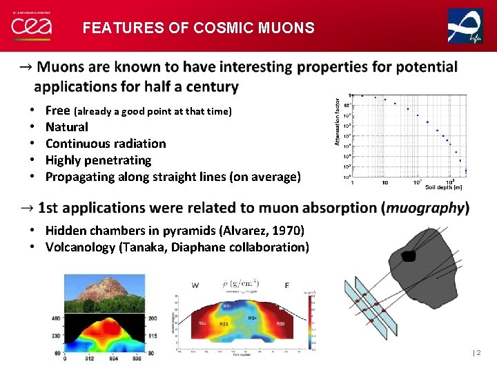 FEATURES OF COSMIC MUONS • • • Free (already a good point at that