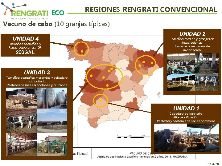 ECO REGIONES RENGRATI CONVENCIONAL Vacuno de cebo (10 granjas típicas) UNIDAD 4 Tamaños pequeños