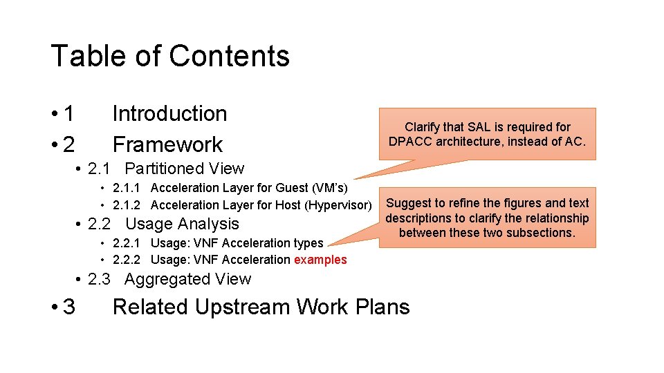 Table of Contents • 1 Introduction • 2 Framework Clarify that SAL is required