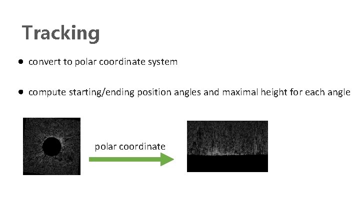 Tracking convert to polar coordinate system compute starting/ending position angles and maximal height for