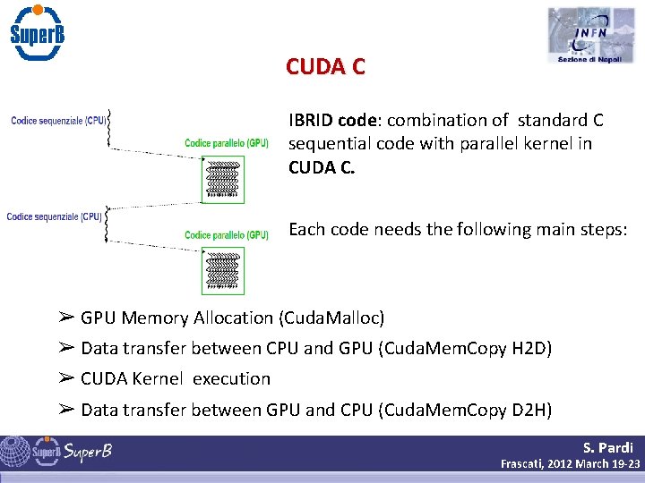 CUDA C IBRID code: combination of standard C sequential code with parallel kernel in