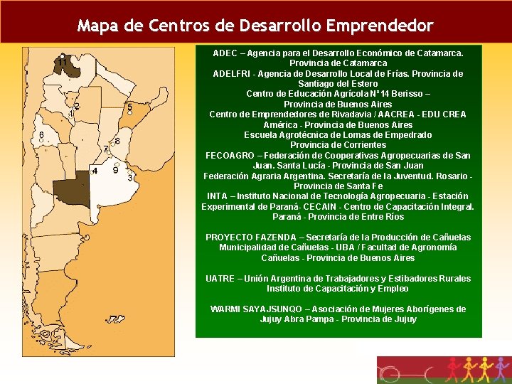 Mapa de Centros de Desarrollo Emprendedor ADEC – Agencia para el Desarrollo Económico de
