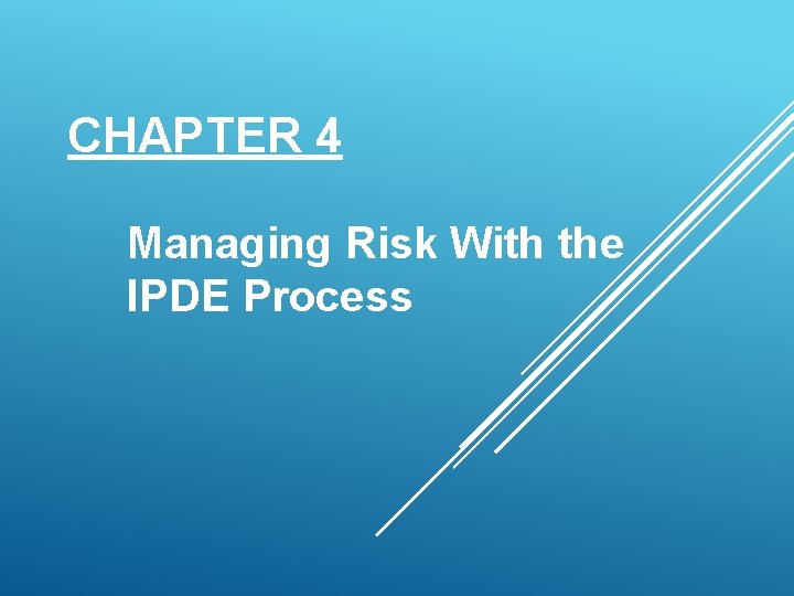 CHAPTER 4 Managing Risk With the IPDE Process 