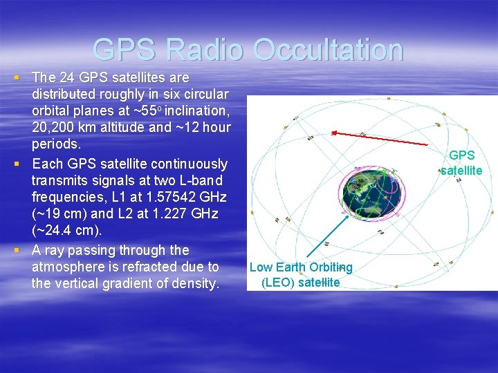 GPS Radio Occultation § The 24 GPS satellites are distributed roughly in six circular