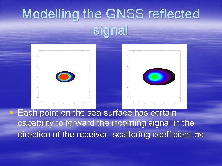 Modelling the GNSS reflected signal § Each point on the sea surface has certain