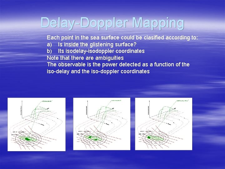 Delay-Doppler Mapping Each point in the sea surface could be clasified according to: a)