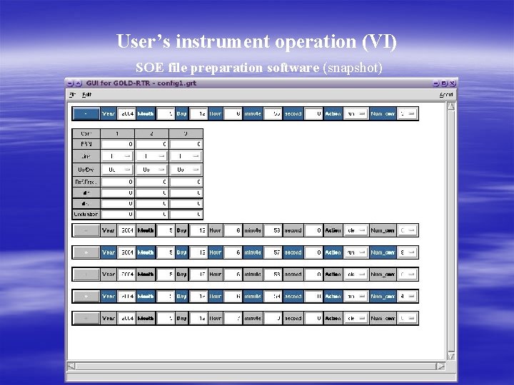 User’s instrument operation (VI) SOE file preparation software (snapshot) 