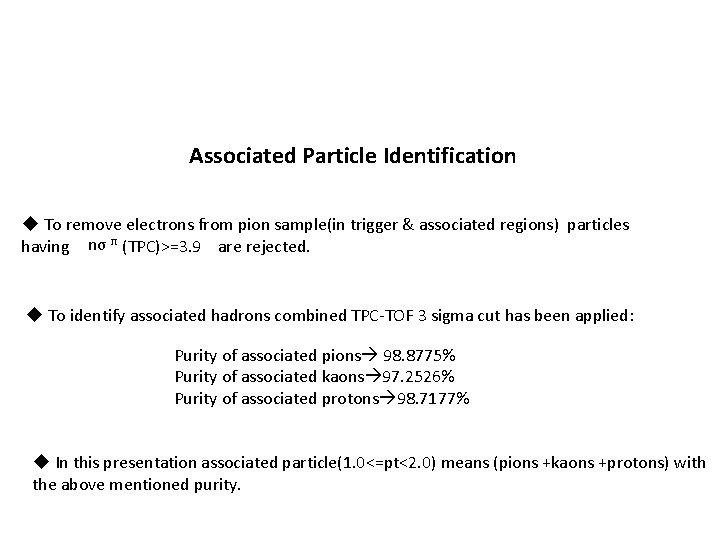 Associated Particle Identification u To remove electrons from pion sample(in trigger & associated regions)